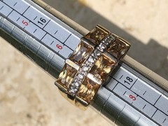 ✨🍂💛VINTAGE Stamped 925 STERLING SILVER 12K GOLD VERMEIL CZ Pavé Baguette Ring✨