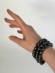Vintage 1990’s to 2000’s Y2K pewter bead triple strand stretch bracelet by CHAPS