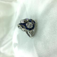 3Ct Art Deco Style Lab Created Diamond Wedding Engagement 14K White Gold FN Ring