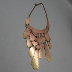 Vintage Artisan Copper Necklace Modernist Bib Statement 21 Inch