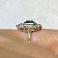 Art Deco Asscher Cut Emerald Lab Created Diamond Wedding Yellow Gold Filled Ring