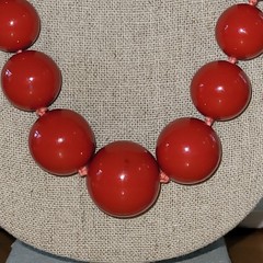Vintage Coral Red Graduated Glass Bead Necklace Knotted 23in 75g