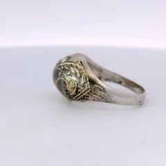 Sterling Silver Domed Etched Scroll Signet Ring