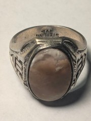 Vintage Clark & Coombs Sterling Silver Art Deco Men’s Signet Agate Ring