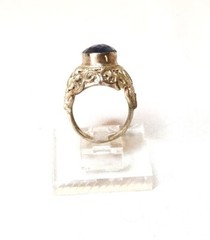 Vintage, Unique Natural Calsilica or Faceted Tanzanite Quartz, Sterl.Silver Ring