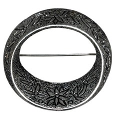 Vintage EMMONS Signed Flower Brushed Silver Tone Brooch Scarf Estate Pin Retro