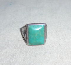 Vtg Native American Sterling Silver Turquoise Ring Bell Trading Post Size 8.5
