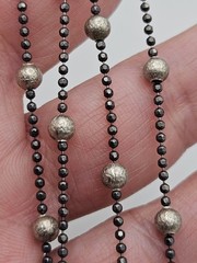 Vintage JCM Sterling Silver Italian Beaded Station Long Chain Necklace 60″