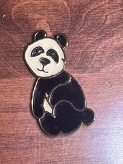 Vintage BEATRIX Black Off White Enamel Panda Pin Brooch