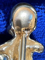 GOLDTONE VALENTINE BROOCH BABY HOLDING HEART W/5 STONES UNBRANDED
