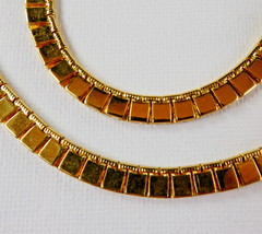 Vintage MONET Gold Tone Chain Flat Square Link 16.5″ Super Shiny Nice Quality