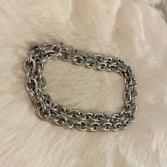 Vtg Grunge Necklace Silver Metal Chain Link Germany Long Hip Hop Statement 6484