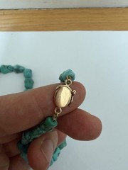 vintage necklace genuine turquoise nuggets paired with a 14K gold clasp 23” B5
