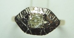 Antique Art Deco Diamond Engagement 14K Ring Size 7 UK-N1/2 EGL USA Fine