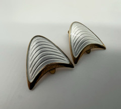VTG Albert Scharning Norway Sterling White Enamel Clip-On Earrings 4g #bfi