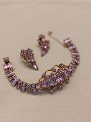 Kramer of NY Vintage Alexandrite Rhinestone Bracelet & Earrings MINT condition