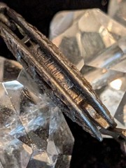 RARE Art Deco Hexagon beaded silver rock crystal 18” necklace