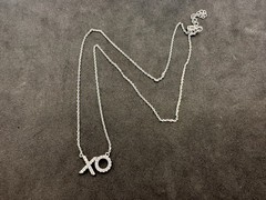 2.06g Vintage Sterling Silver 925 XO Pendant Necklace Adjustable M 17 in