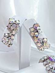 Estate VNTG Rainbow Clear AB Rhinestone High Sparkle Necklace Bracelet Earrings