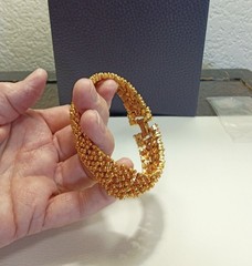 Vintage Sarah Coventry Golden Mesh Linked Braclet Textured with Tiny Balls sz 7