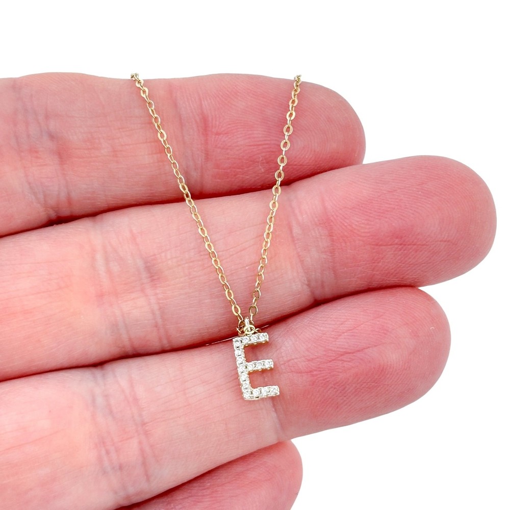 Vintage Gold-Tone Sterling Silver 925 Cubic Zirconia E Chain Necklace 16″-18″