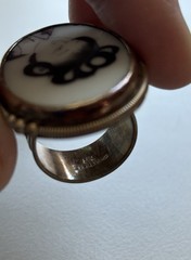 Vintage/Antique Chinese Porcelain Maiden Sterling Silver Ring Size 8.5 READ DESC