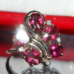 14k yellow gold ring 4.00ct rhodolite garnet diamond sz 5.25 vintage 4.95g N3511