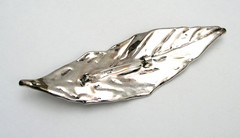 BAT AMI ISRAEL 925 STERLING SILVER SHINY 4 3/4″ LEAF BROOCH – GORGEOUS PIECE