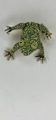 GERRY’S Green Bumpy Texture Fat Frog Shiny Gold Tone Brooch Pin Vintage