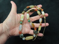 Vintage Gorgeous Natural Stone Bead Necklace w/Adjustable Cord