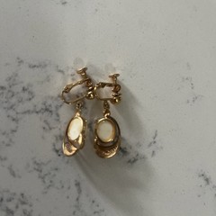 Vintage Filament 12k Gold Filled Clip On Stud Dangle Earrings w White Stone
