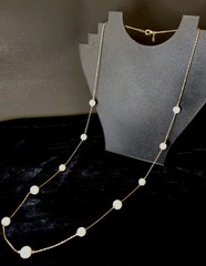 Elegant Vintage Gold Tone Round Faux Pearl Premier Designs 35 Inch Long Classic