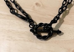 Signed MMA Metropolitan Museum of Art Black Tone Faceted Station Necklace Vtg