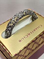Charter Club Stretchable Bracelet Silver Tone Floral And Crystals From Macy’s