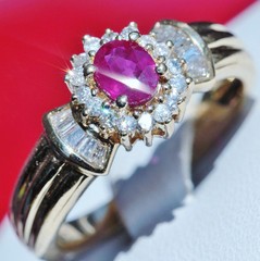 14k yellow gold ring 0.70ct natural, treated ruby diamond size 6.5 vintage 4.1gr