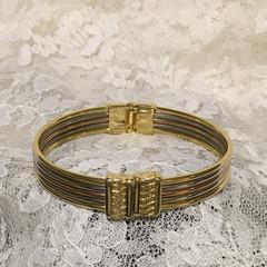 Vintage Mixed Metal Tone Bangle Bracelet Clamp Elegant Statement
