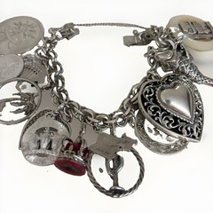 DANECRAFT Sterling Charm Bracelet 14 Charms 110g