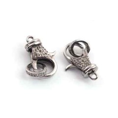 1 Pc Pave Diamond Lobster Claps, 24mmx12mm Lobster Claps, Both Side Pave Diamond