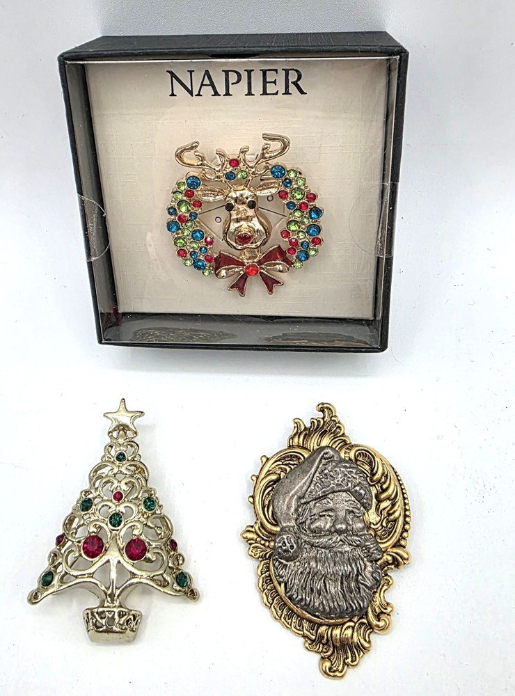 Novelty Christmas Brooch Pins Pendants Tree Santa Reindeer Vintage Collection 3