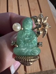 Vintage Jomaz palm tree Buddha brooch