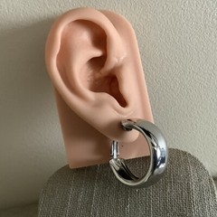 Vintage pierced lever back silver tone 925 post hoop earrings