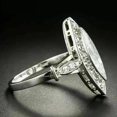 Vintage 1890s Circa Style LabCreated Diamond Art Deco Engagement 14K GoldFN Ring