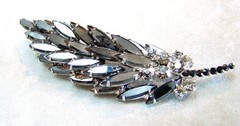Vintage JULIANA D &E Book Piece Hematite Navette Leaf Pin Brooch