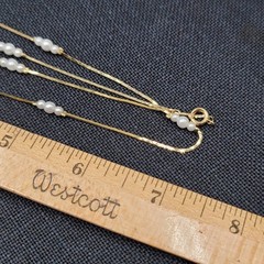 Vintage Cobra Station Chain White Bead Necklace Gold tone 28″