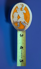 Vintage Sterling Mexico Folk Dancer Brooch 2.5” Orange Overlay Pin