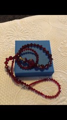Woman’s Vintage Red Aurora Crystal Necklace Restrung 28 Inch
