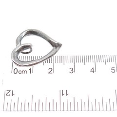 925 Sterling Silver Vintage Open Heart Oxidized Slide Charm Pendant