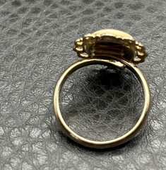 Vintage Ship Gold Tone Filigree Sea Nautical Painted Resin Oval Statement Size 6