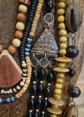 Vintage Wood & Mixed Metal Beaded Necklaces, Set of 6