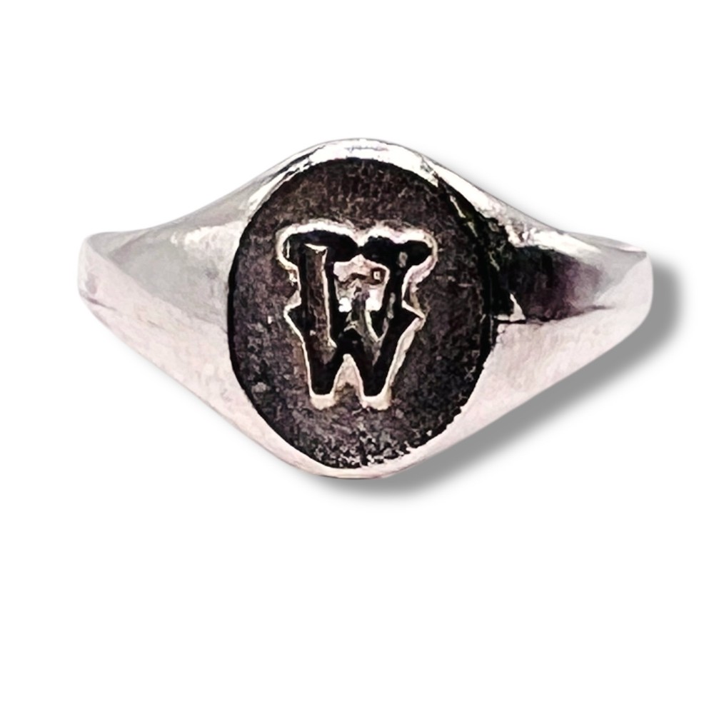 Initial Letter W Signet 925 Sterling Silver Child Baby Ring Size 3.5